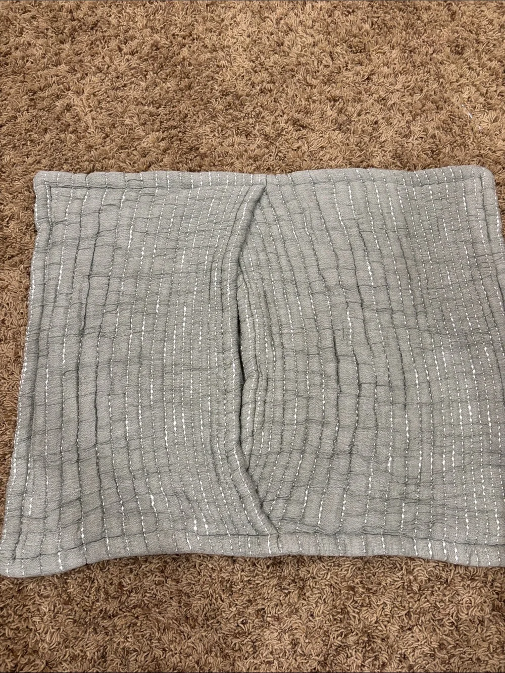 Quince Sham Set - Organic Cotton Channel Stitch Standard Size in Green